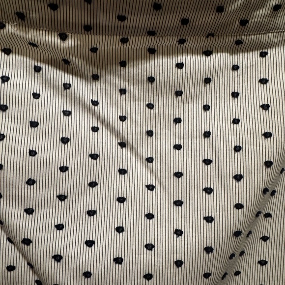 Banana Republic Swiss Dot Off Shoulder Dress Navy Blue Dots Belt Sz M Tall - Picture 8 of 15